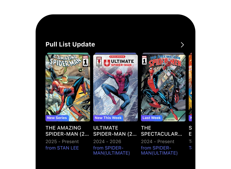 Marvel Comics service screens